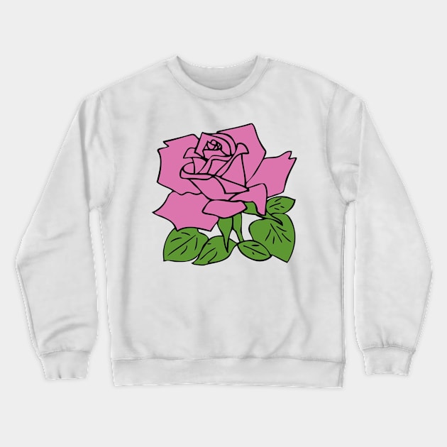 Pink Rose Print Crewneck Sweatshirt by luckylucy